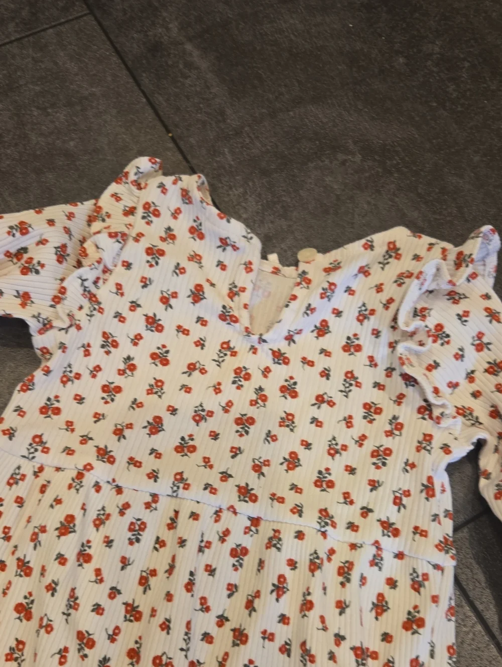 Old Navy 6-12 Month Girls Cream Floral Long-Sleeve One-Piece